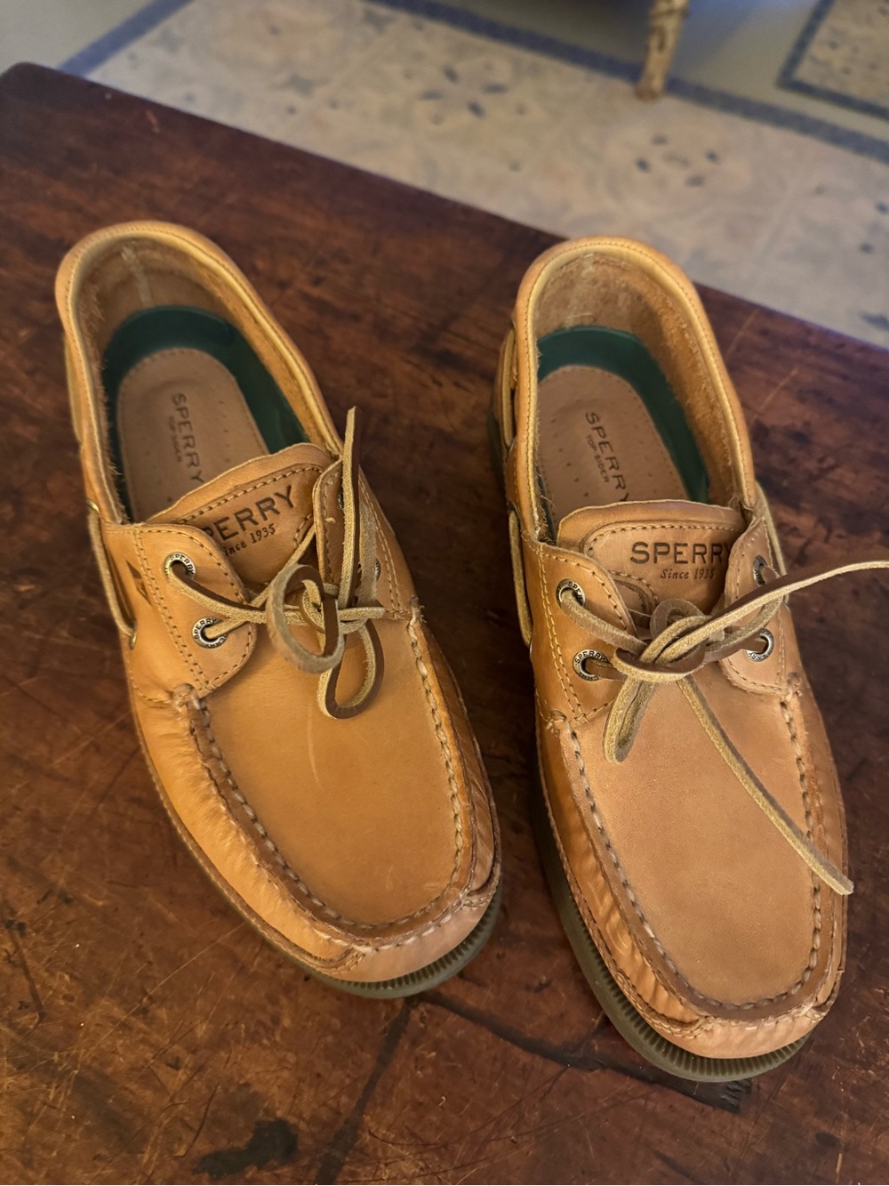 Sperry Men's Tan Leather Moc Toe Boat Shoes